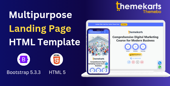 Multipurpose landing page template in html and bootstrap